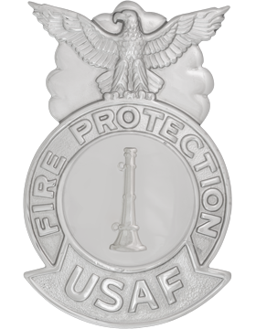USAF Engineer Fire Badge, Large Nail Back One Bugle Chrome