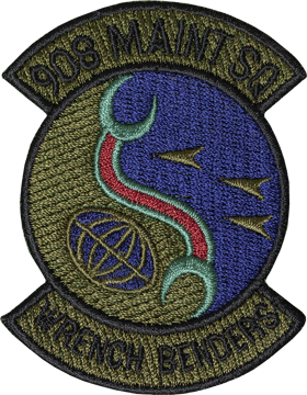 908th Maintenance Squadron (Wrench Benders) Full Color Patch with Fastener