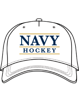 BC-USNA-109B Ball Cap White - Navy Hockey with Line Accent
