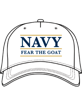 BC-USNA-125B Ball Cap White - Navy Fear the Goat with Bar Design
