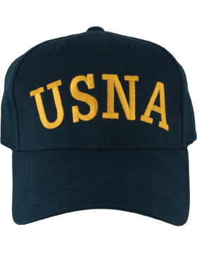 BC-USNA-303A Ball Cap Navy - USNA Gold Letters - Goat design on back