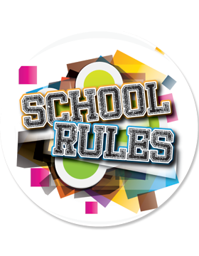School Spirit Button, School Rules, Multicolor, 2.25in