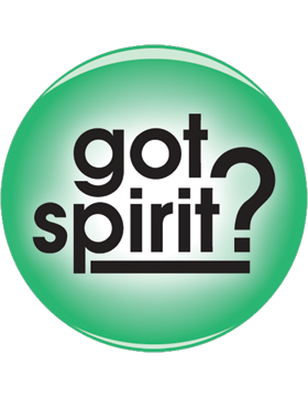 School Spirit Button, Got Spirit?, Green, 2.25in