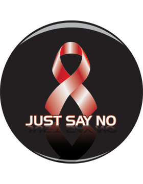 School Spirit Button, Just Say No/Pink Ribbon, 2.25in