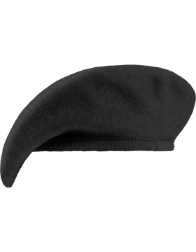 Black Fitted Beret with Nylon Sweatband, Unlined