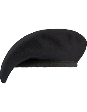 Black Fitted Berets with Leather Sweatband, Unlined small