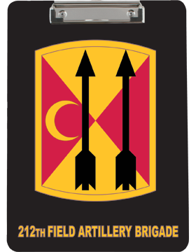 Clipboard, 212th Field Artillery Brigade Patch, Black, Flat Clip