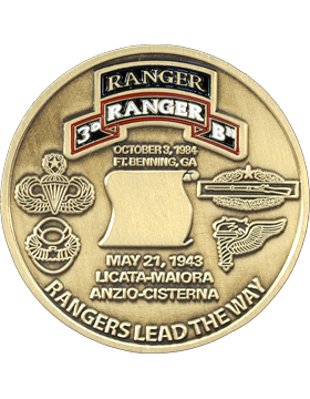 3rd Ranger Battalion with Panama/Iraq/Afghanistan Stock Coin Brass with Enamel