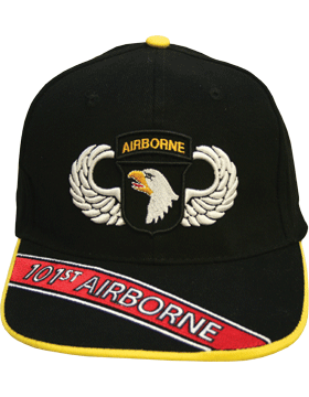 Cap (DC-AR/0101A) Black with Parachutist Wings and 101 Airborne Division Patch