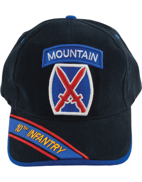 Cap (DC-AR/P-0010A) Black with 10 Infantry Division Patch and Mountain Tab
