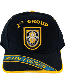 Cap (DC-AR/PF-001A) Black with 1 Special Forces Group Flash and Crest