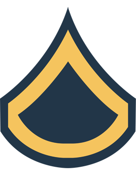 Gold on Blue Chevron Decal Private First Class
