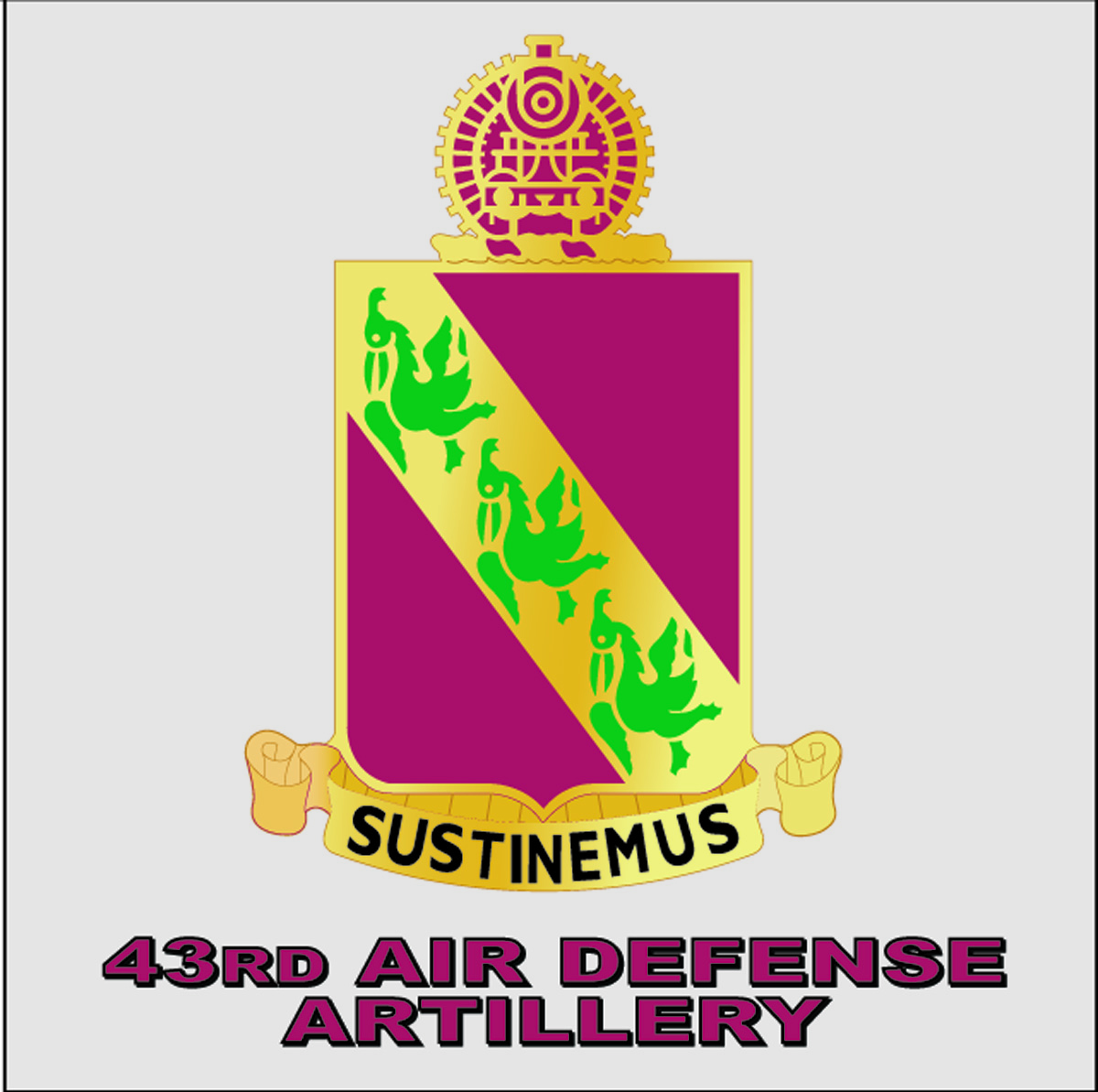 43rd Air Defense Artillery Unit Crest Decal