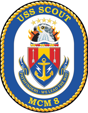 Mine Countermeasures Ship Uss Scout Mcm-8 Coat Of Arms Decal