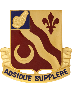 134th Support Battalion Unit Crest (Adsidue Supplere)