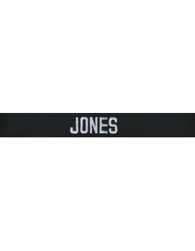 Black Name Tape with White Embroidery with Fastener