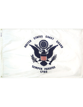 F-CG06C, Coast Guard Flag 3' x 5', H & G with out Fringe, Printed