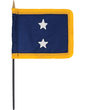 Mini US Navy 2 Star Table Flag 4in X 6in With Fringe