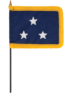 Mini US Navy 3 Star Table Flag 4in X 6in With Fringe