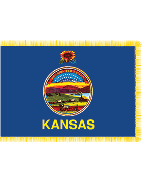 Kansas State Flag Indoor Pole Hem with Fringe