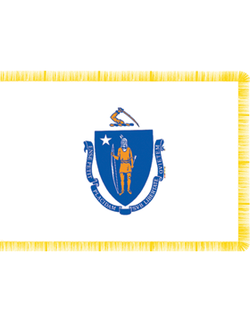 Massachusetts State Flag Indoor Pole Hem with Fringe