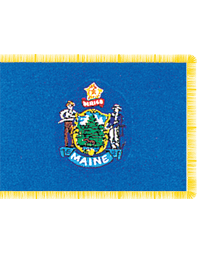 Maine State Flag Indoor Pole Hem with Fringe