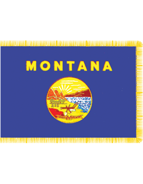 Montana State Flag Indoor Pole Hem with Fringe