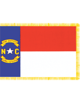 North Carolina State Flag Indoor Pole Hem with Fringe
