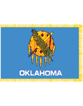Oklahoma State Flag Indoor Pole Hem with Fringe