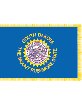 South Dakota State Flag Indoor Pole Hem with Fringe
