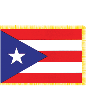 Puerto Rico Flag Indoor Pole Hem with Fringe