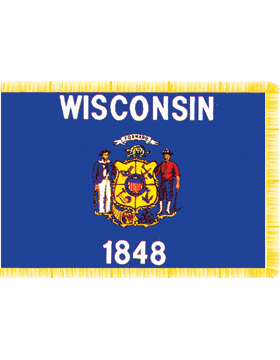 Wisconsin State Flag Indoor Pole Hem with Fringe