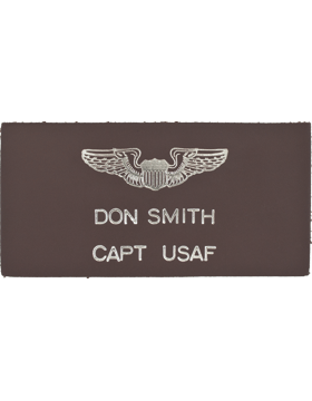 Brown Leather 4x2 Flight Tag (Badge, Name, Rank, Branch)