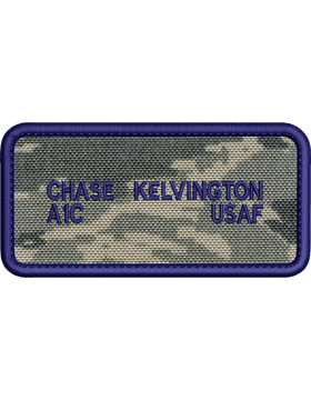 Embroidered Flight Tag ABU with AF Blue Letters with Fastener (No Badge)