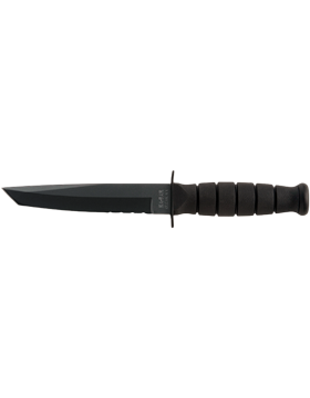 KNF-KB/1255, Short Tanto Black Serrated Ka-Bar Knife Leather Sheath