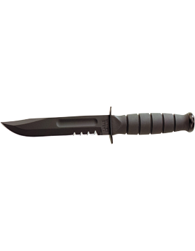 Black Short Serrated Ka-Bar Knife KNF-KB-1257 Leather Sheath