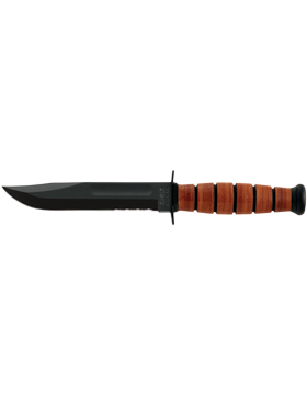 KNF-KB/1261, USA Short Serrated 5.25inKa-Bar Knife with Leather Sheath
