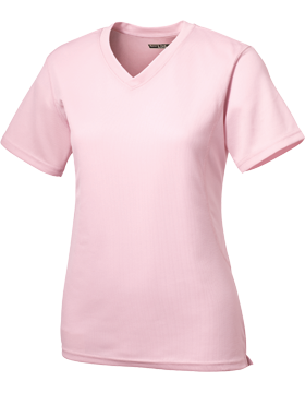 Sport Tek Dri Mesh Ladies V-Neck T-Shirt L468V Pink