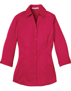Port Authority Ladies Qtr Sleeve Blouse L6290 Raspberry Pink