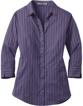 Port Authority® Ladies Vertical Stripe Qtr Sleeve Shirt L643