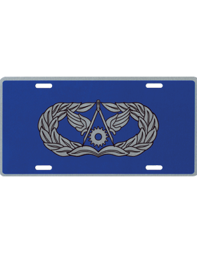 License Plate, Silver, USAF Civil Engineer Badge on Blue