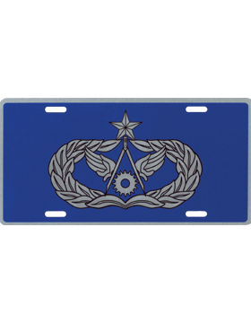License Plate, Silver, USAF Sr Civil Engineer on Blue