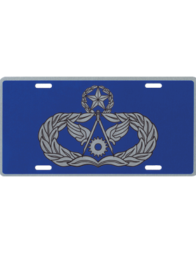 License Plate, Silver, USAF Master Civil Engineer on Blue