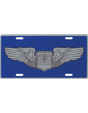 License Plate, Silver, USAF Navigator Observer on Blue