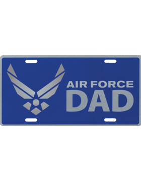 License Plate, Silver, AF Dad with Emblem on Blue