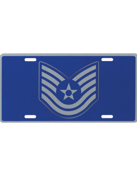 License Plate, Silver, USAF Tech Sergeant on Blue