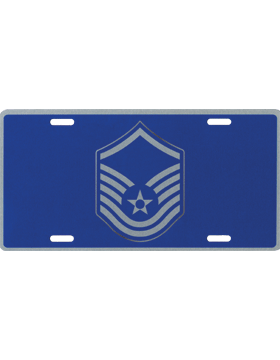 License Plate, Silver, USAF Master Sergeant on Blue