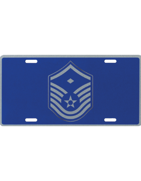 License Plate, Silver, USAF Mstr Sergeant w.Diamond on Blue