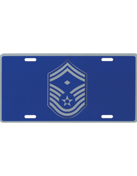License Plate, Silver, USAF Sr Mstr Sgt w.Diamond on Blue 