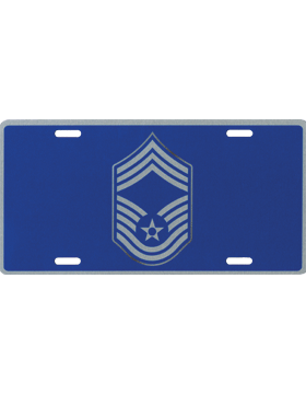 License Plate, Silver, USAF Chief Master Sergeant on Blue